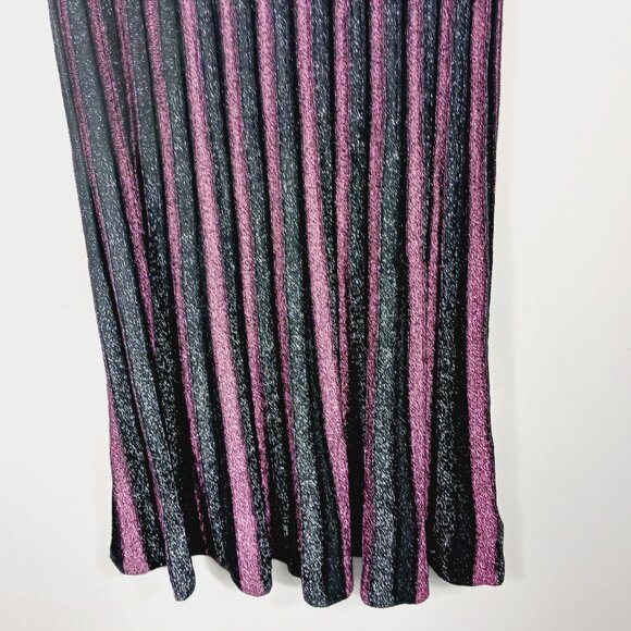 Nannette Lapore NWT Knit Pleated Sparkle Midi Skirt, Lerouge/Silver/Black, Large - Picture 6 of 16